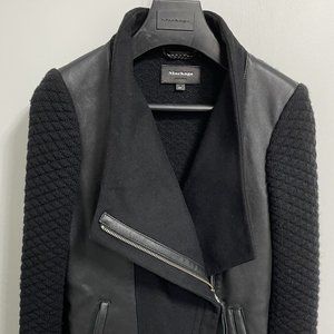 Mackage - Wool and Leather Jacket with Quilted Knit Sleeves - Size S